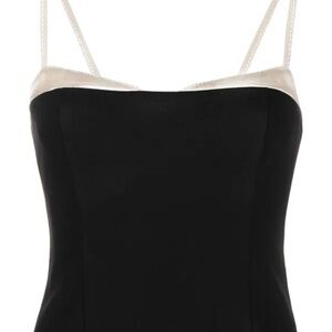 Reformation Black and Cream Spaghetti Strap Cami
